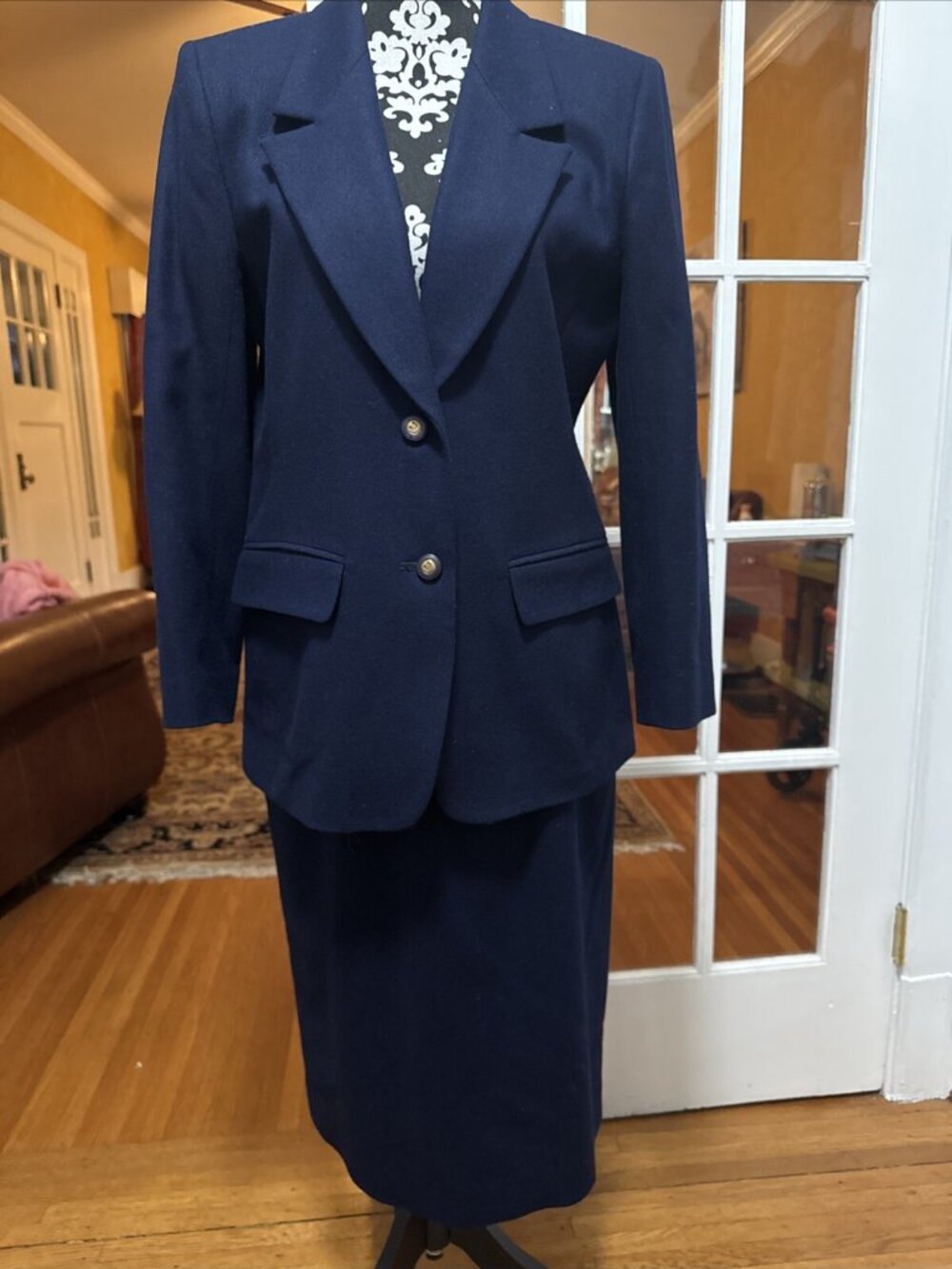 Vintage Pendleton 100 Pure Wool Lined Suit Skirt Navy Blue Size 8 Perfect!